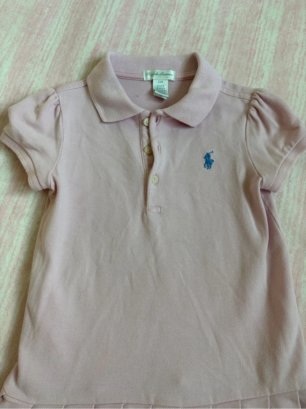 Ralph Lauren Light Pink Polo Dress with Pleated Hem